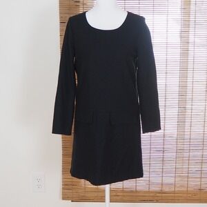 Sessun Long Sleeve Virgin Wool Shift Dress Women's Sz Small LBD Quiet Luxury